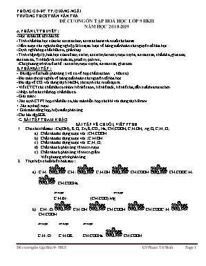 Đề cương ôn tập Hoá học Lớp 9 học kỳ II - Năm học 2018-2019 - Trường THCS Trần Văn Trà